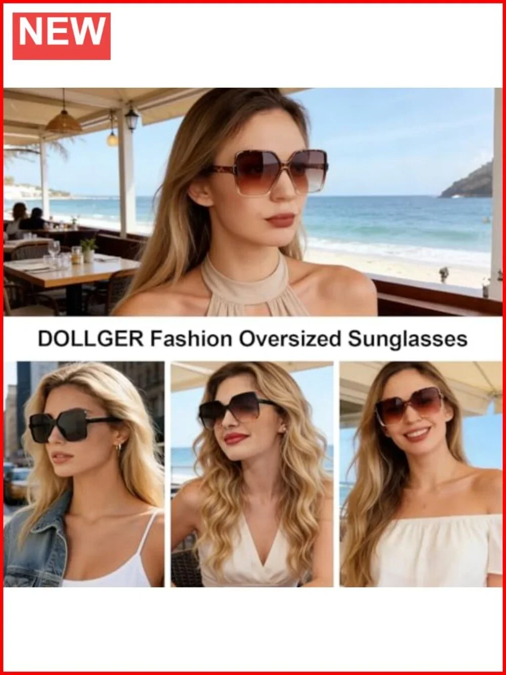 Oversized Square Sunglasses for Women UV400 Protection Wide Trendy Shades